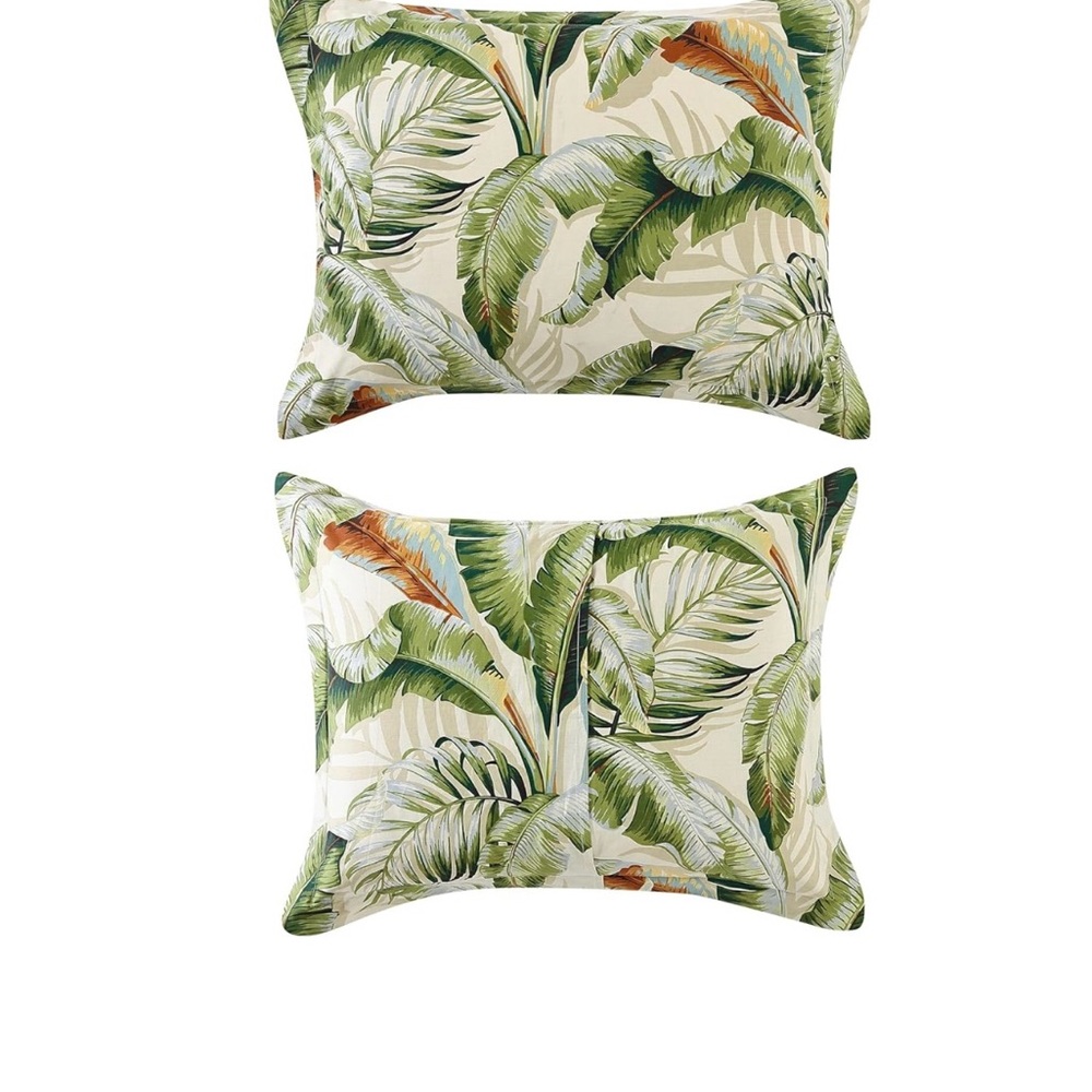 Tommy Bahama Leafy Green and Cream Duvet Cover - Picture 4 of 12